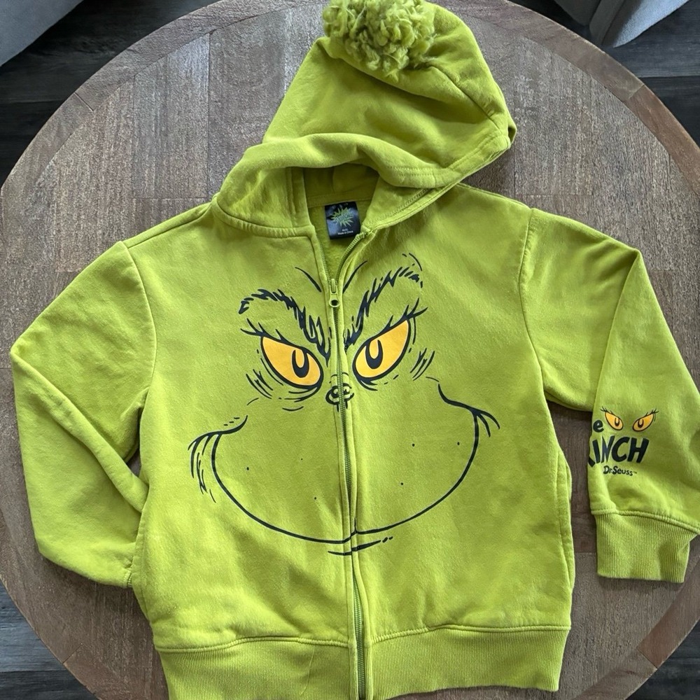 Children's The Grinch zip-up hoodie Medium (8)